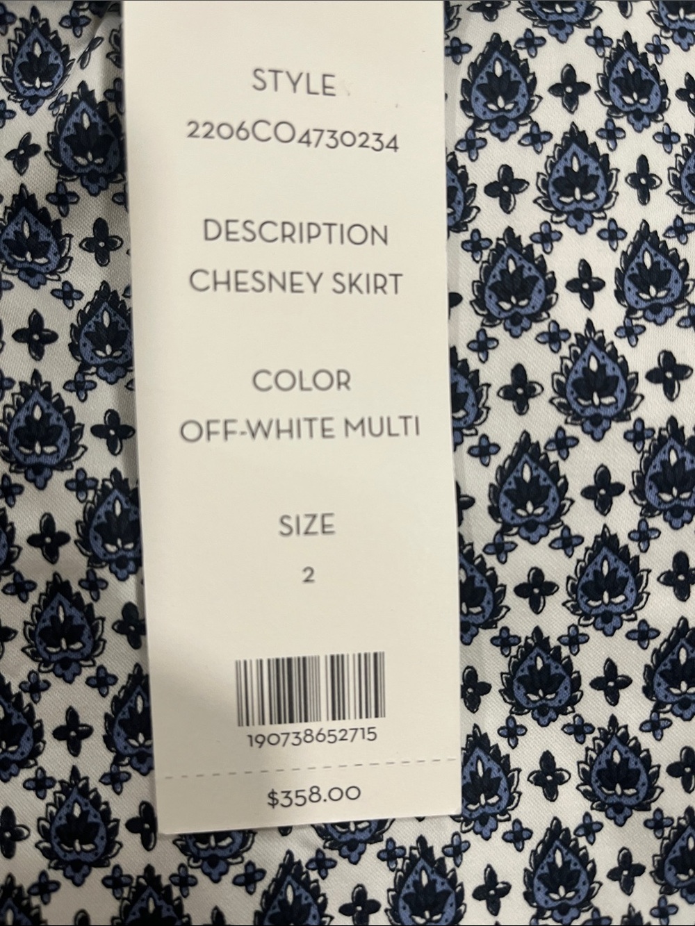 Veronica Beard Navy and White Printed Mini Skirt with Tie Waist - Picture 3 of 7